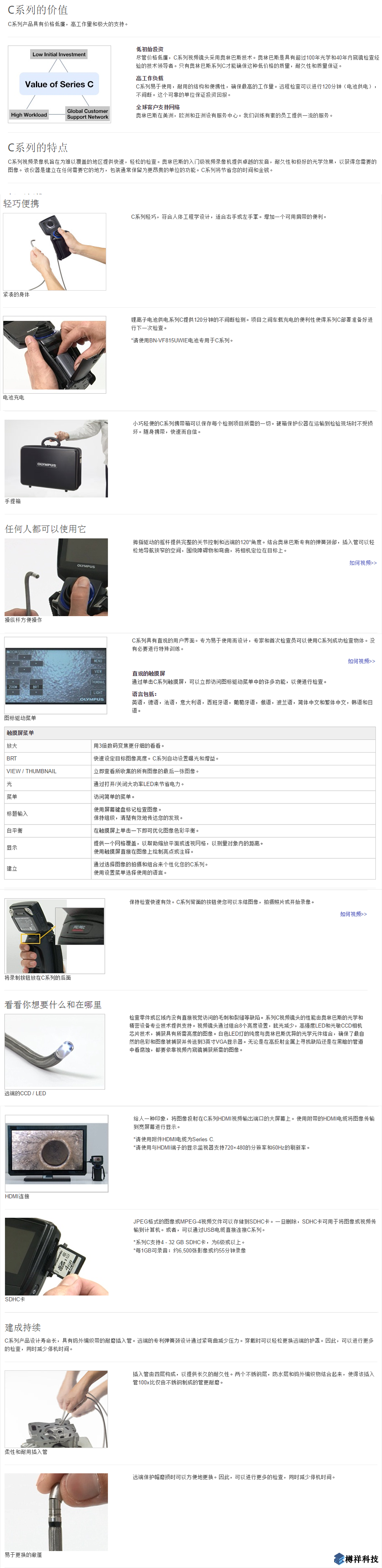 奧林巴斯系列C視頻工業(yè)內窺鏡產(chǎn)品概述